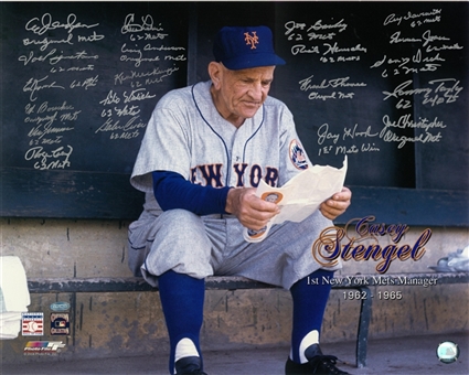 1962 New York Mets Multi-Signed 16x20 Casey Stengel Photo With 20 Signatures Including Kranepool, Thomas, Zimmer & Craig (Steiner)